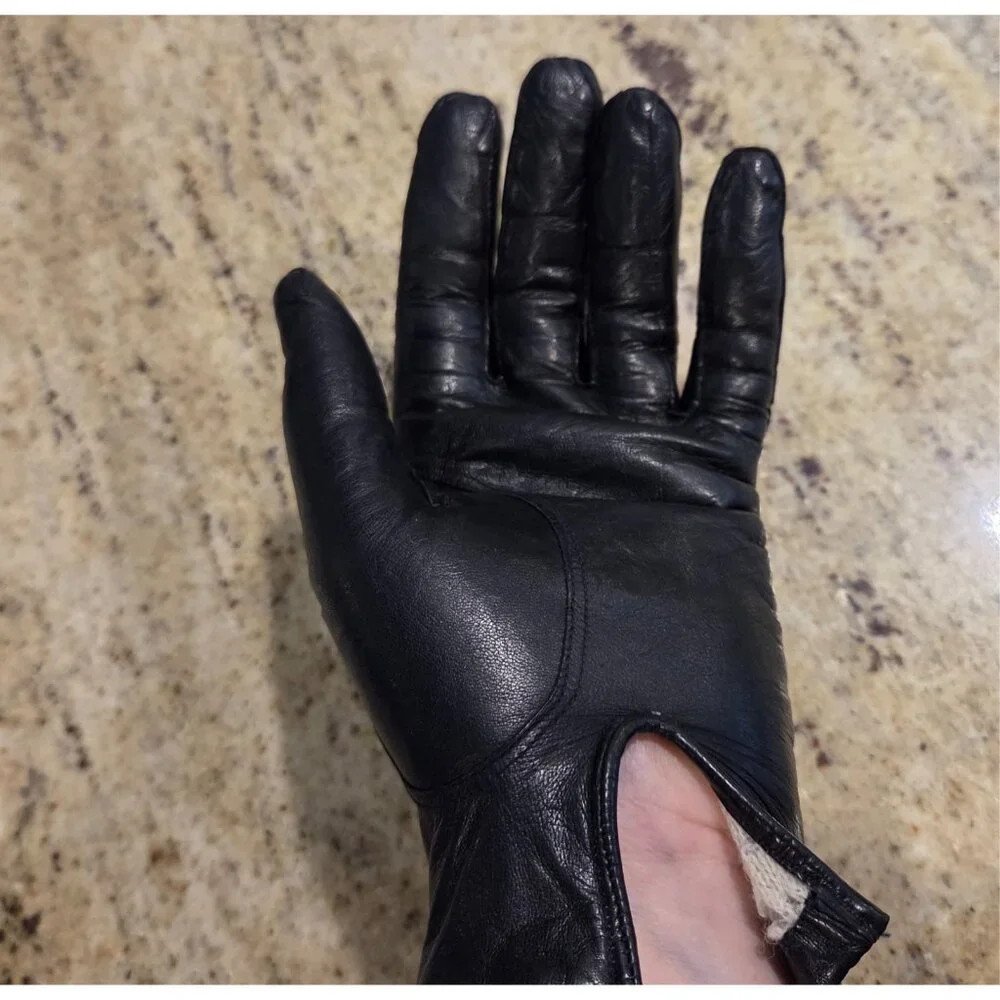Vintage Womens Size M/L Black Knit Lined Shirt Gloves Viola Weinberger
